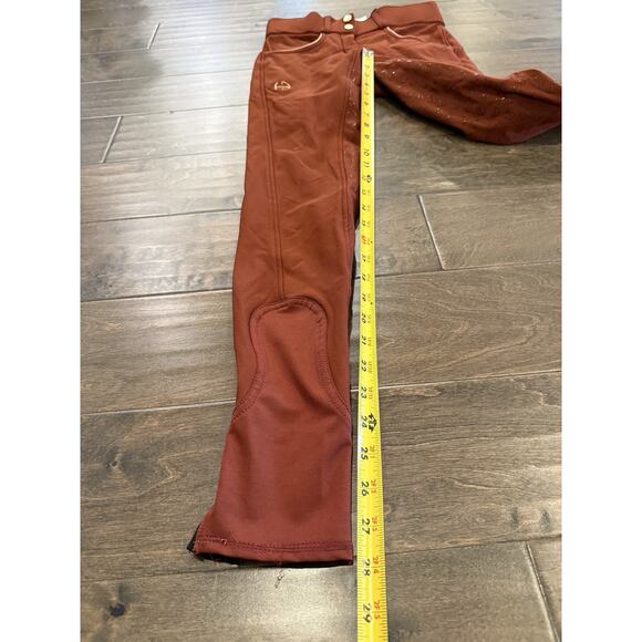 Halter Ego Women Red Brown Equestrian Breeches Grip Riding Stretch Pants Size 24 - Picture 8 of 10